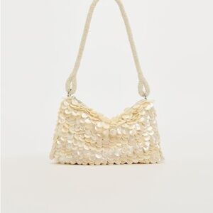 Beaded white shoulder bag